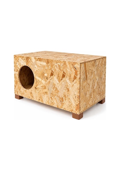 Reyo Büyük Boy Kedi Evi Sokak Hayvanları İçin Kedi Yuvası Ahşap Kedi Kulübesi Yağmura ve Soğuğa Dayanıklı OSB 60 x 40 x 30 CM CAT24