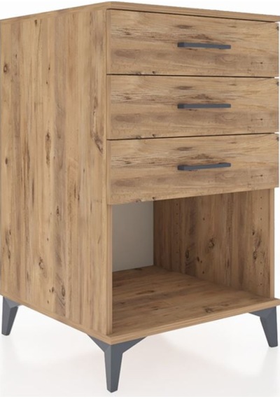 Kronos Komodin 3 Çekmeceli 60x59x96 Çam-çam Çam