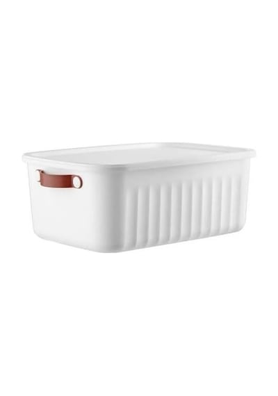 1 Adet Düzenleyici Kapaklı Kutu, Dekoratif Saklama Kutusu, Organizer 35cm 25cm 14cm Beyaz 10 Litre Açık Ahşap
