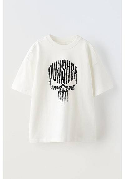 Thewert Unisex Punısher Tasarım Baskılı Pamuk Beyaz Oversize T-shirt