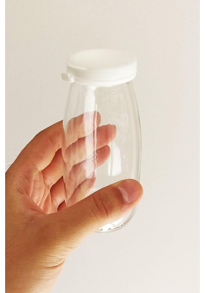 250 Ml Şeffaf Sürahi Süt, Ayran, Su, Limonata, Meşrubat Şişesi 250 Cc Yırtmalı Kapaklı Cam Şişe