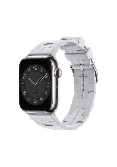 Apple Uyumlu  Watch 10 42mm Krd-92 Hermes Silikon Kordon