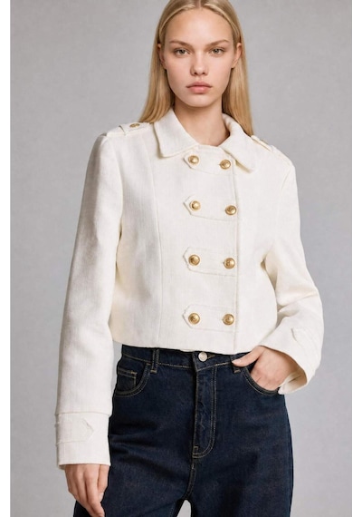 Defacto Afra X Defacto Dik Yaka Tweed Blazer Ceket I2534ax26auer225 Ekru-er225