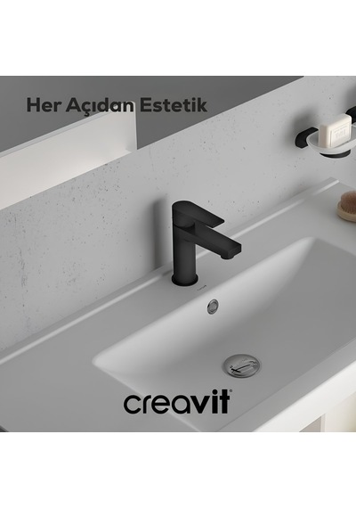 Creavit Sharp Lavabo Banyo Eviye Bataryası 3'lü Set SR1500S-SR2510S-SR8500S Siyah