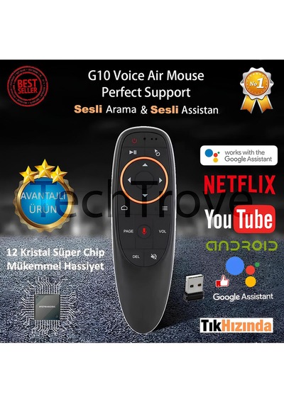 Uzaktan Kumanda Smart Tv Fly Air Mouse Sesli Komut Tv Box Pc Telefon Ve Fare Özellikli Kablosuz 2.4g