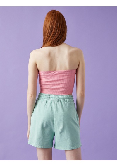 Koton Straplez Crop Atlet Fitilli Pembe 1yal38006ık Gül