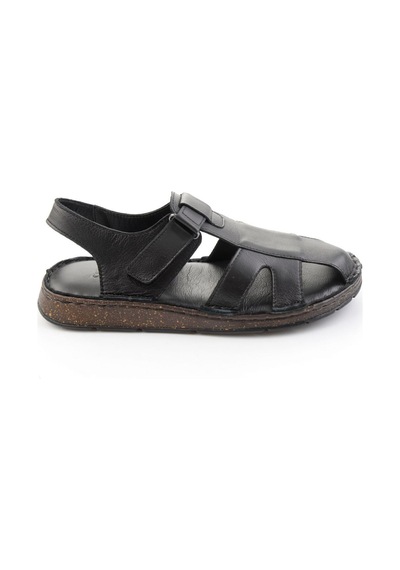 Siyah Hakiki Deri Erkek Sandalet E05433010303