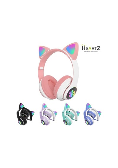 H10 Cat Kedili Led Işıklı Kafaüstü Bluetooth Kulaklık Lila Mor