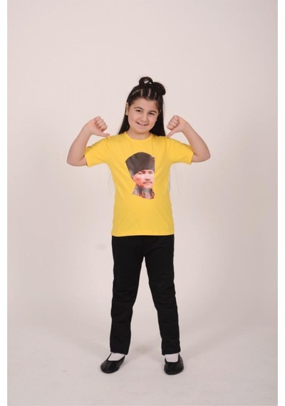 Alm Atatürk Baskılı T-shirt SARI