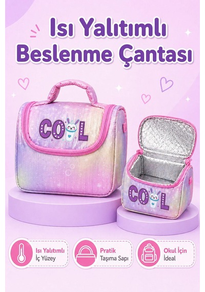 Yeni Sezon Co L Model 3 Lü İlkokul Çanta Seti Sırt Çantası + Beslenme Çantası + Kalemlik Pembe