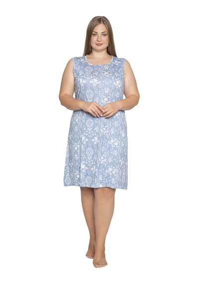 Vishenka Vıshenka Kadın Modal Kısa Kollu Gecelik / Büyük Beden ((505520897) Açık Mavi