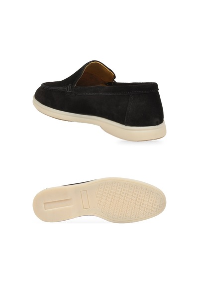 Komcero Siyah Hakiki Deri Şık Rahat Espadril Erkek Casual Ayakkabı Loafer 6k020-217