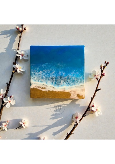 Akdeniz Esintili Epoksi Okyanus Duvar Tablosu El Yapımı Reçine Sanatı 25x25 Cm / 30x30 Cm 1 Adet