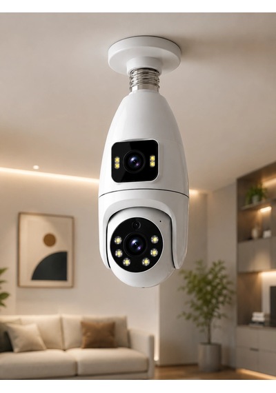 Mey İthalat 360 Ev İzleme Wi-fi Çift Lens Akıllı Ampul Kamera