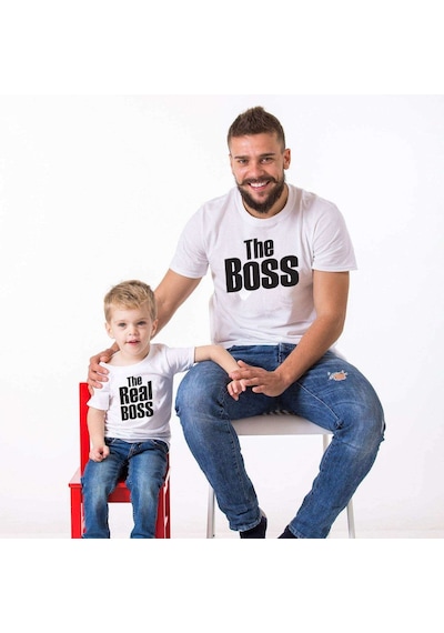 The Boss The Real Boss Baba Oğul Kombini Tshirt Giyim