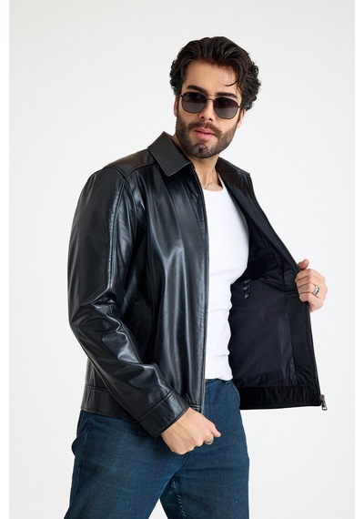 Franko Armondi Erkek Bomber Deri Ceket E25-k-909-bb-yk-kem Siyah