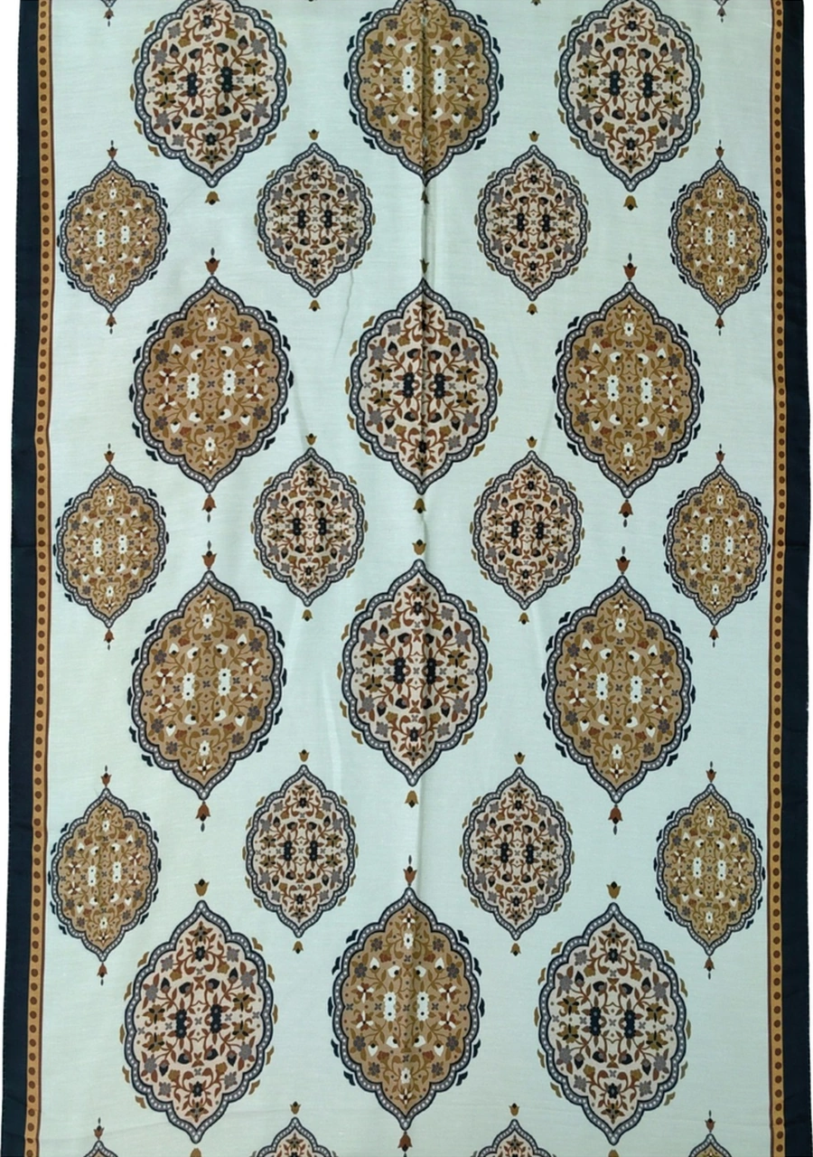 Mim Eşarp Işıl İpek Soft Pamuklu Etnik Desenli Şal 75x190 Cm Siyah - Gold