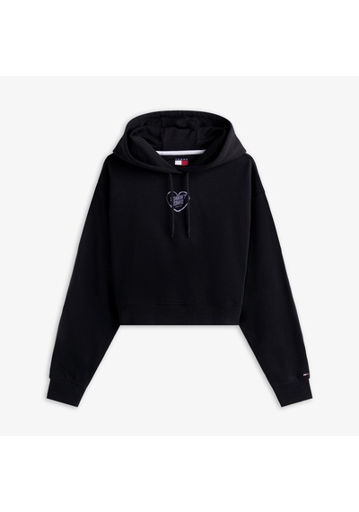 Tommy Hilfiger Tommy Jeans Crop Heart Slim Kadın Siyah Sweatshirt Dw0dw21408 Siyah