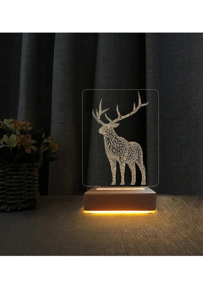 3d Geyik Dizayn Lamba 3d Led Gece Masa Lambası Doğum Günü Hediyesi Yılbaşı Hediyesi