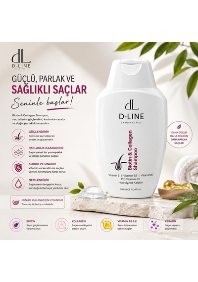 Biotin & Collagen Shampoo, Keratin, Saç Dökülmesine Karşı, Canlı Ve Güçlü Saçlar İçin Şampuan