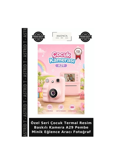 Özel Seri Çocuk Termal Resim Baskılı Kamera A29 Pembe Minik Eğlence Aracı Fotoğraf