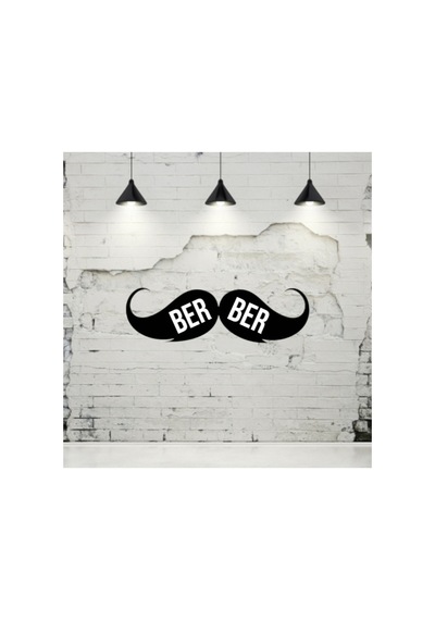 Berber Yazılı Bıyık Erkek Kuaförü Işyeri Cam Yapışkan Sticker Siyah