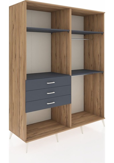 Kronos Gardrop 4 Raflı 3 Çekmeceli 2 Askılı 176x59x221 Çam-antrasit Beyaz Kronos Gardrop 4 Raflı 3 Çekmeceli 2 Askılı 176x59x221 Çam-antrasit Beyaz