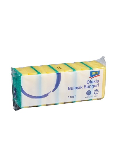 Aro Oluklu Bulaşık Süngeri 5'li - Yoğun Kullanım İçin 5'li Avantaj Paketi - 5 Adet Tarı