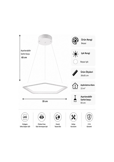 AvizeGO Titan Led Sarkıt Avize Beyaz Işık