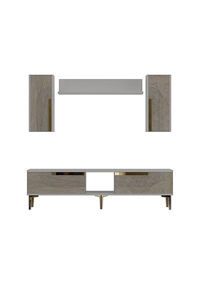 Tvr1502btg Meyra Tv Ünitesi Takımı Beyaz-traverten-gold 150cm