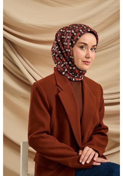 Silk Home Twill İpek Eşarp 11481-24 Siyah, Kırmızı, Gül Kurusu, Pudra