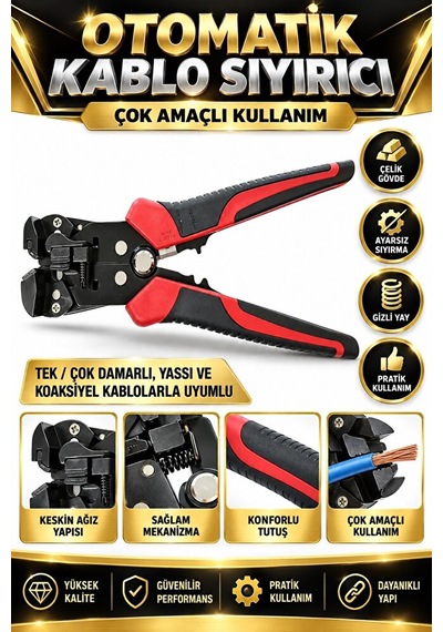 Otomatik Kablo Sıyırma Pensesi 150 Mm Elektrikçi Kablo Soyma Alet