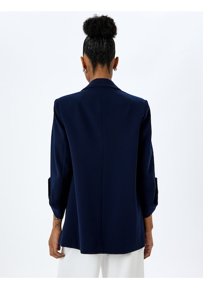 Koton Cepli 3/4 Kol Oversize Uzun Blazer Ceket Lacivert 5sak50115uw Lacivert