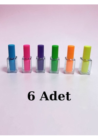 Oje Şeklinde 6 Adet Fosforlu Kalem Çok Renkli