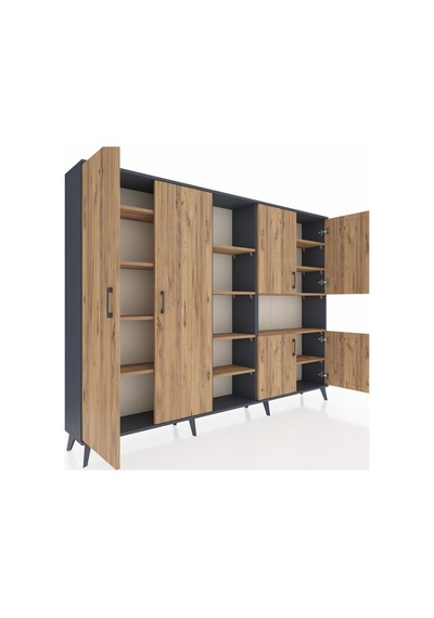 Arges Dolap 13 Raflı 6 Kapaklı 220x30x163 Antrasit-çam Atlas Çam - Antrasit Arges Dolap 13 Raflı 6 Kapaklı 220x30x163 Antrasit-çam Atlas Çam - Antrasit