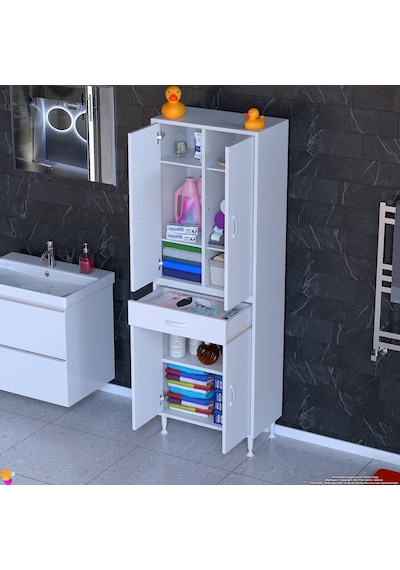 Eliusta Line Beyaz 60 Cm Banyo Dolabı Çok Bölmeli Banyo Düzenleyici Dolap 4 Kapaklı 4 Raflı 60x173x32,5 Cm Beyaz Eliusta Line Beyaz 60 Cm Banyo Dolabı Çok Bölmeli Banyo Düzenleyici Dolap 4 Kapaklı 4 Raflı 60x173x32,5 Cm Beyaz