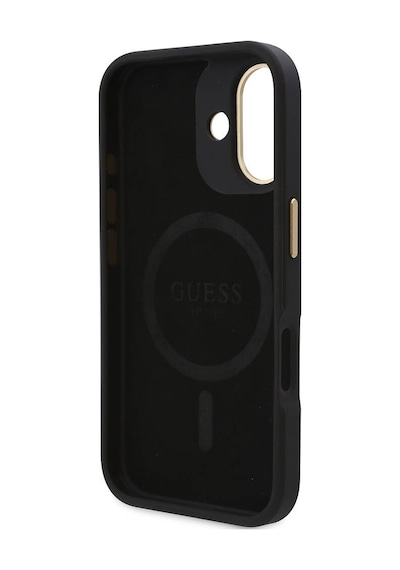 Apple Uyumlu iPhone 16 Plus Kılıf Guess Lisanslı Magsafe Özellik Pu 4g Desenli Metal Klasik Logolu Siyah