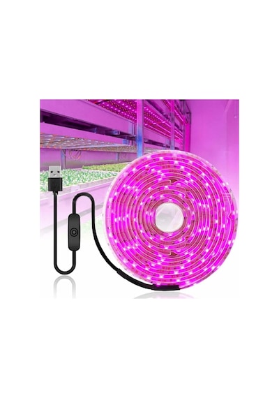 Plentiful Ev Bitkileri İçin Tam Spektrum Grow Led Şerit Usb 2m Pembe
