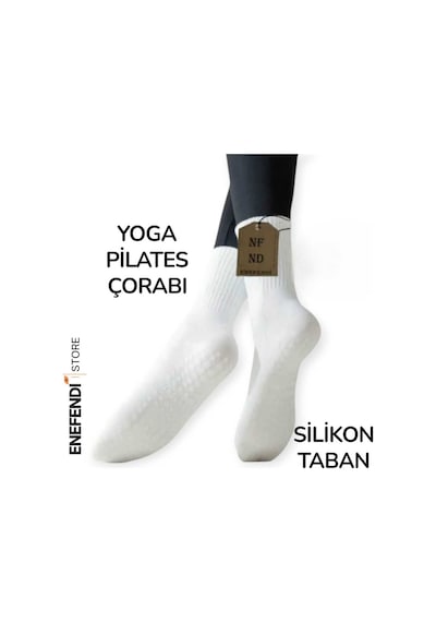 Yoga Pilates Kaymaz Tabanlı Pamuklu Soket Çorap Beyaz Havlulu Spor ,tenis & Tavaf Çorabı 36-40 beyaz