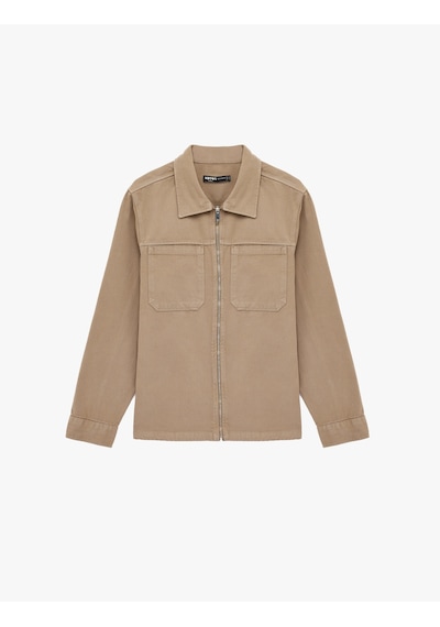 Koton Regular Fit Uzun Kollu Cep Detaylı Fermuarlı Gömlek Ceket Deve Tüyü 6sam60015hw Taba