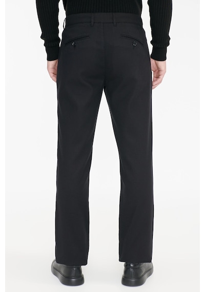 Ac&co Erkek Sıyah Pamuklu Comfort Fit Yan Cepli Armürlü Casual Esnek Pantolon Siyah