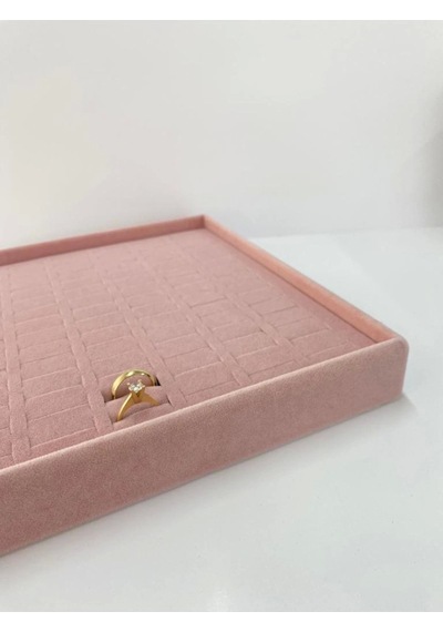 Yerli Üretim Süet Kumaş Pembe Renk Batırmalı Çekmece Içi Yüzük Tablası Çok Renkli