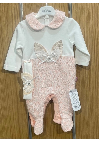 Lamato Baby Dantel Çiçekli Bandanalı Bebe Kız Tulum SOMON