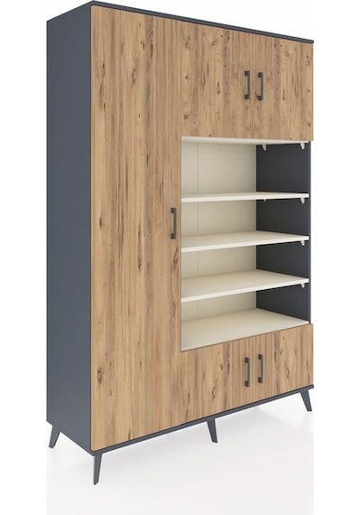 Hyperion Dolap 10 Raflı 5 Kapaklı 132x44x195 Antrasit-çam/aytaşı Antrasit