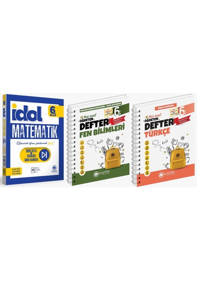 Çanta 2025 6. Sınıf İdol Konu Özetli Matematik + Türkçe + Fen Öğreten Defter Seti 3 Kitap
