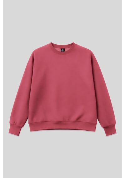 Yaban Gülü Basic O Yaka Oversize Kadın Sweatshirt - 97053 Pembe