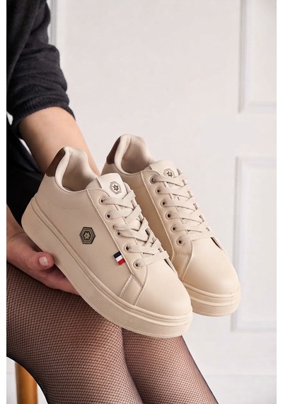 Nstil Unisex Spor Ayakkabı Rahat Yumuşak Taban Kaymaz Günlük Bağcıklı Sneaker 034 Bej