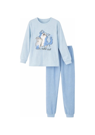 Kız Çocuk Pamuklu Desenli Pijama Takımı 8411 Buz Mavi Buz Mavi