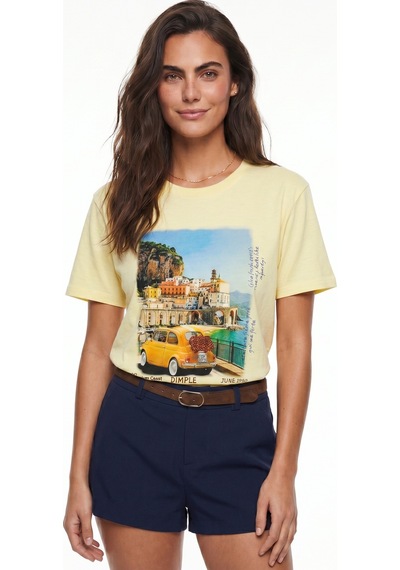 Onloox Kadın Tereyağ Tereyağ Pamuklu Bisiklet Yaka Kısa Kollu Italy Temalı Baskılı Nefes Alabilir T-shirt Onloox Kadın Tereyağ Tereyağ Pamuklu Bisiklet Yaka Kısa Kollu Italy Temalı Baskılı Nefes Alabilir T-shirt