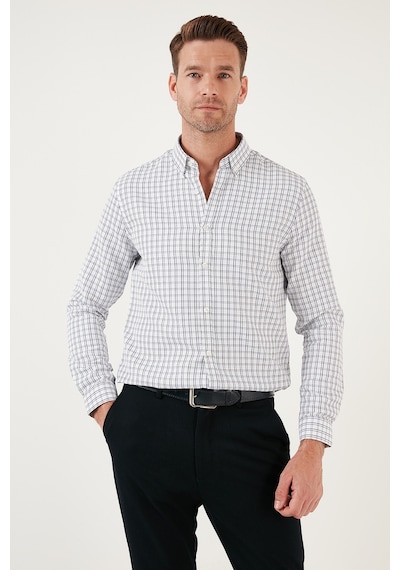 Buratti Kareli Pamuk Karışımlı Düğmeli Yaka Uzun Kollu Slim Fit Erkek Gömlek Cf23S7497 Lacivert-Siyah Buratti Kareli Pamuk Karışımlı Düğmeli Yaka Uzun Kollu Slim Fit Erkek Gömlek Cf23S7497 Lacivert-Siyah